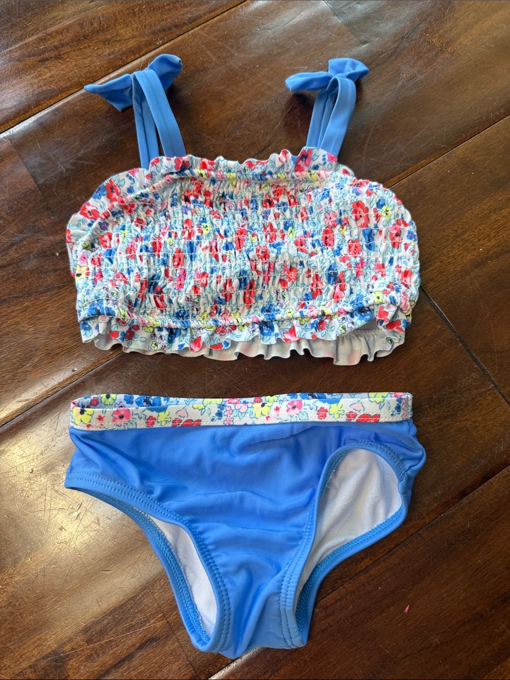 wonder nation Blue Floral Ruffle Two-Piece Swimsuit